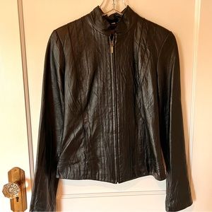 XCVI Fitted Black Leather Jacket